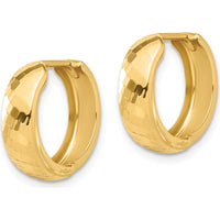 14K Yellow Gold Polished and Diamond-Cut Huggie Hoop Earrings by 0