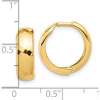 14K Yellow Gold Polished and Diamond-Cut Huggie Hoop Earrings by 0