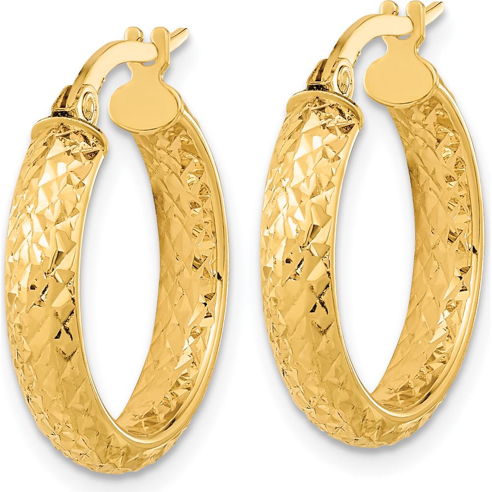 14K Yellow Gold Polished and Diamond-Cut In & Out Fancy Hoop Earrings - 20.79mm Length by 0