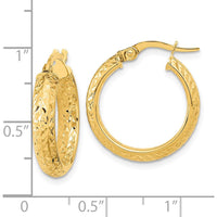 14K Yellow Gold Polished and Diamond-Cut In & Out Fancy Hoop Earrings - 20.79mm Length by 0