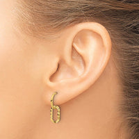 14K Yellow Gold Polished and Diamond-Cut J-Hoop Dangle Earrings by Oro Pregiato