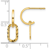14K Yellow Gold Polished and Diamond-Cut J-Hoop Dangle Earrings by Oro Pregiato