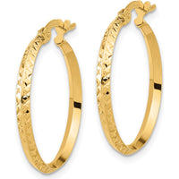 14K Yellow Gold Polished and Diamond-Cut Knife Edge Large Hoop Earrings - 25.5mm Length by 0