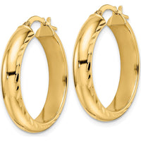 14K Yellow Gold Polished & Diamond-Cut Large Hoop Earrings - 25.65mm Length, 5mm Thickness by 0