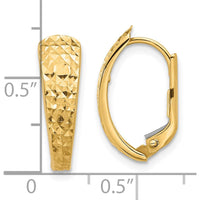 14K Yellow Gold Polished and Diamond-Cut Leverback Hoop Earrings by 0