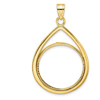 14K Yellow Gold Polished and Diamond-Cut Lightweight Teardrop Pendant for 1/4 oz. American Eagle Coin by Numis Coin Jewelry