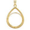 14K Yellow Gold Polished and Diamond-Cut Lightweight Teardrop Pendant for 1/4 oz. American Eagle Coin by Numis Coin Jewelry