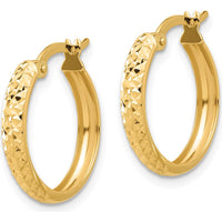 14K Yellow Gold Polished and Diamond-Cut Medium Hoop Earrings - 19.6mm Length by 0