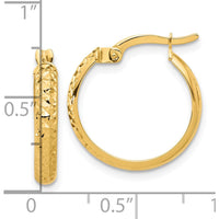 14K Yellow Gold Polished and Diamond-Cut Medium Hoop Earrings - 19.6mm Length by 0