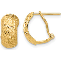 14K Yellow Gold Polished and Diamond-Cut Omega Back Button Earrings by 0