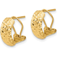 14K Yellow Gold Polished and Diamond-Cut Omega Back Button Earrings by 0