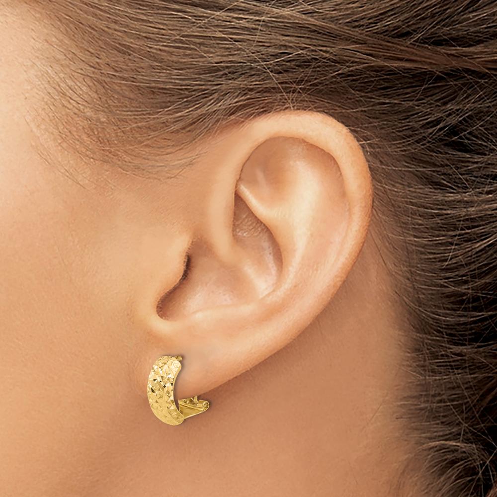 14K Yellow Gold Polished and Diamond-Cut Omega Back Button Earrings by 0