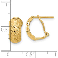 14K Yellow Gold Polished and Diamond-Cut Omega Back Button Earrings by 0