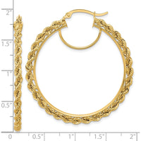 14K Yellow Gold Polished and Diamond-Cut Rope 45mm Hoop Earrings by Oro Pregiato