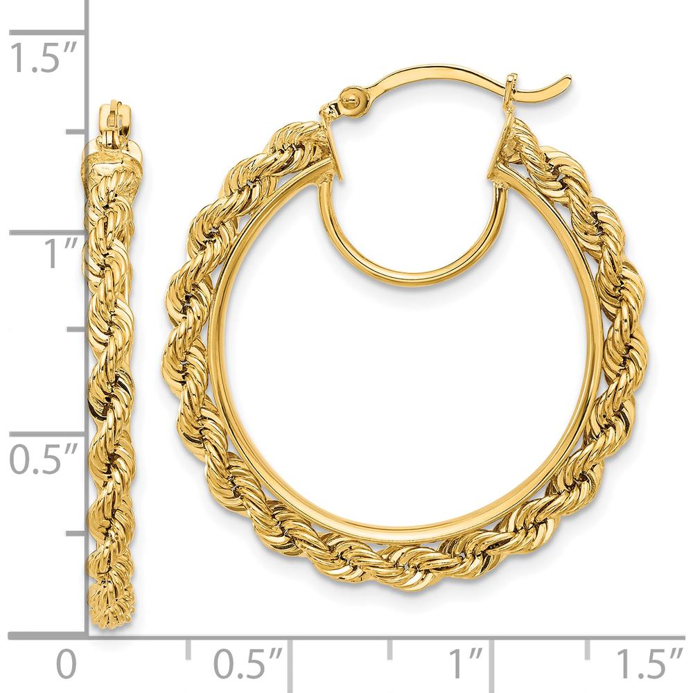 14K Yellow Gold Polished and Diamond-Cut Rope Hoop Earrings - 30mm by Oro Pregiato