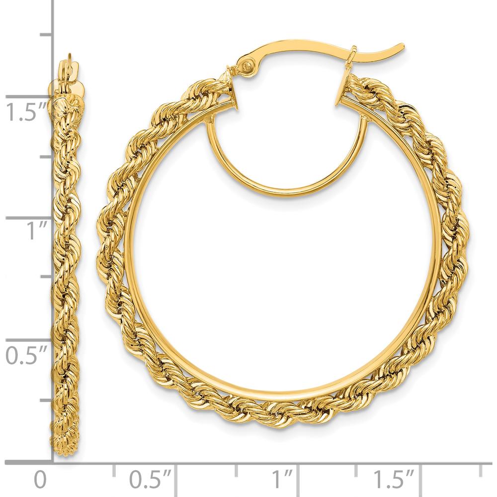 14K Yellow Gold Polished and Diamond-Cut Rope Large Hoop Earrings - 40mm by Oro Pregiato