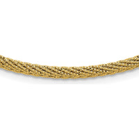 14K Yellow Gold Polished and Diamond-Cut Round Woven Wire Necklace - 17 inches by 0