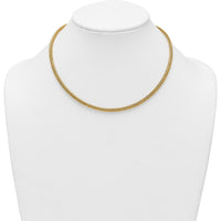 14K Yellow Gold Polished and Diamond-Cut Round Woven Wire Necklace - 17 inches by 0