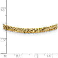 14K Yellow Gold Polished and Diamond-Cut Round Woven Wire Necklace - 17 inches by 0