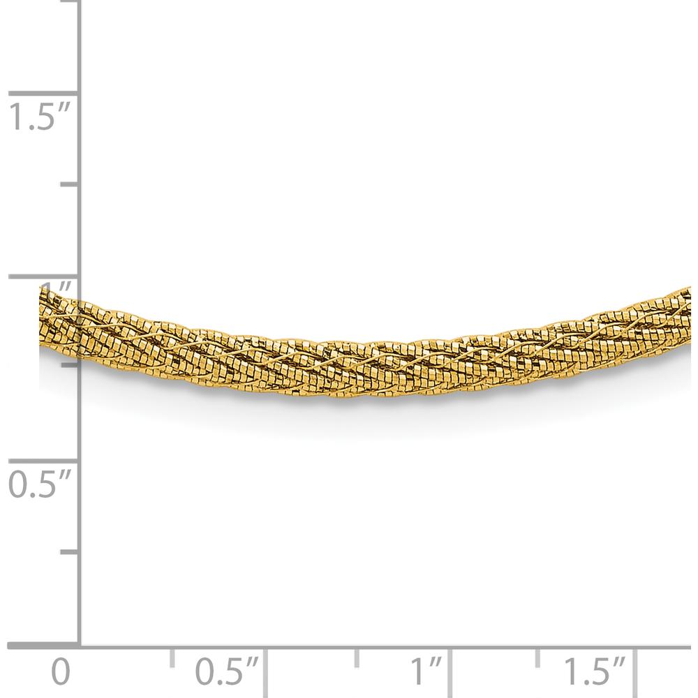 14K Yellow Gold Polished and Diamond-Cut Round Woven Wire Necklace - 17 inches by 0