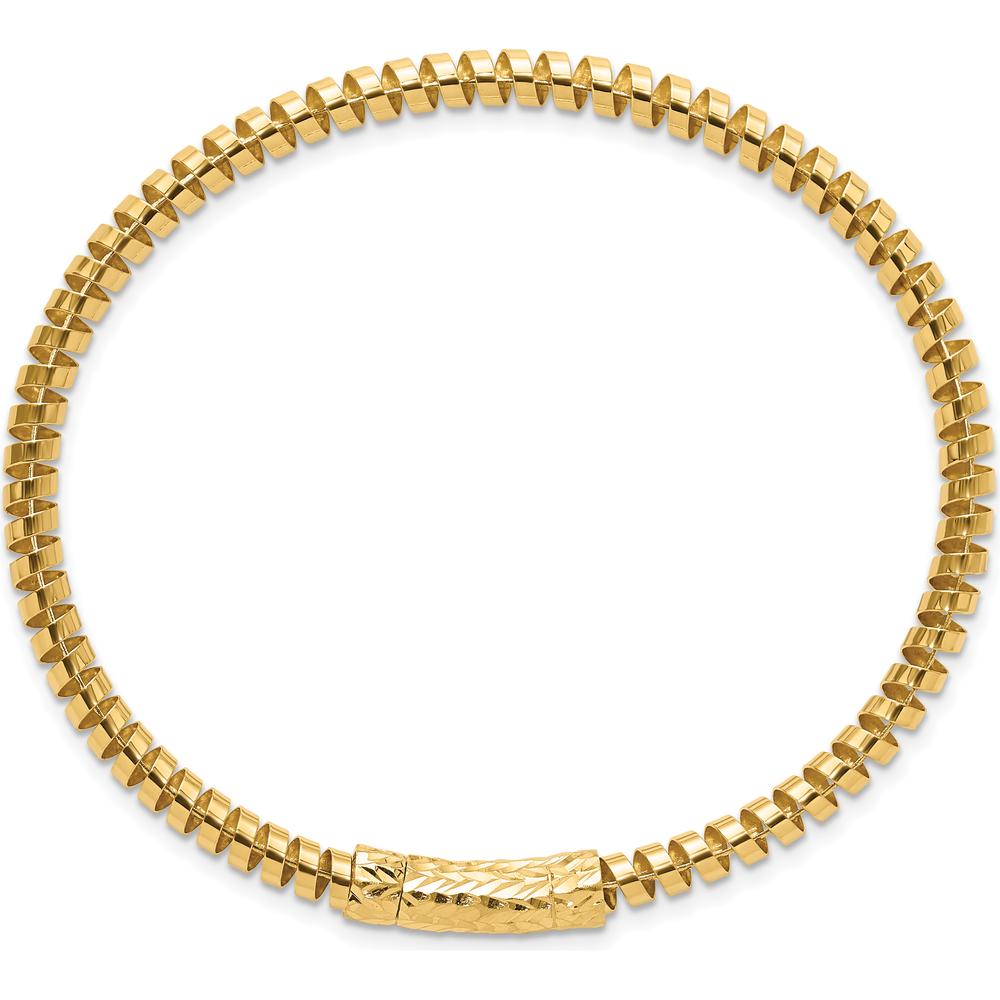 14K Yellow Gold Polished and Diamond-Cut Spiral Bangle Bracelet - 3.75mm by Oro Pregiato