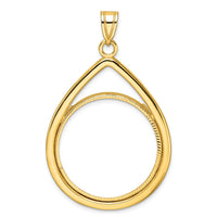 14K Yellow Gold Polished and Diamond-cut Teardrop Pendant with Coin Bezel for 1/2 oz. American Eagle Coin by Numis Coin Jewelry