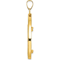 14K Yellow Gold Polished and Diamond-cut Teardrop Pendant with Coin Bezel for 1/2 oz. American Eagle Coin by Numis Coin Jewelry