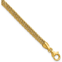 14K Yellow Gold Polished and Diamond-Cut Woven Wire 7.5" Bracelet by 0