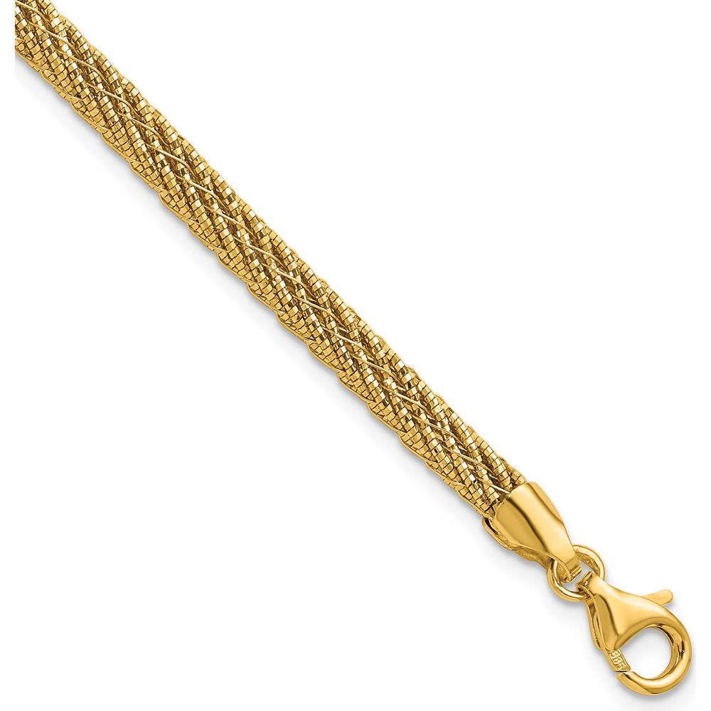 14K Yellow Gold Polished and Diamond-Cut Woven Wire 7.5" Bracelet by 0