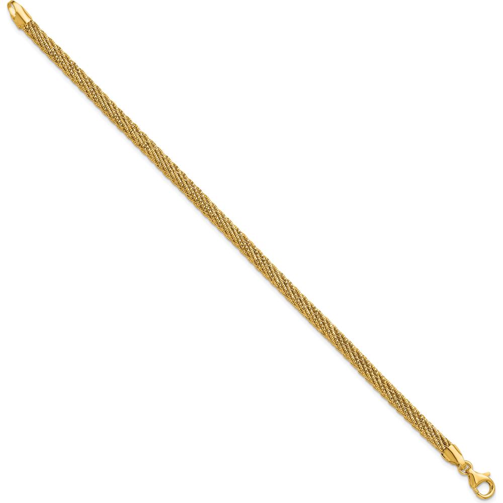 14K Yellow Gold Polished and Diamond-Cut Woven Wire 7.5" Bracelet by 0