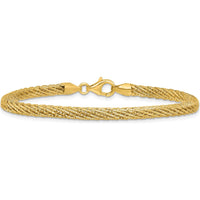 14K Yellow Gold Polished and Diamond-Cut Woven Wire 7.5" Bracelet by 0