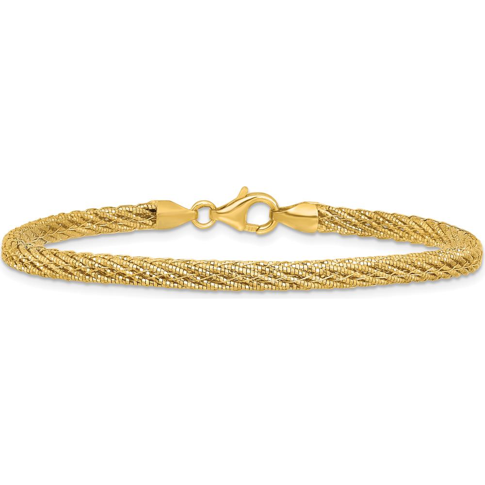14K Yellow Gold Polished and Diamond-Cut Woven Wire 7.5" Bracelet by 0