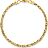14K Yellow Gold Polished and Diamond-Cut Woven Wire 7.5" Bracelet by 0