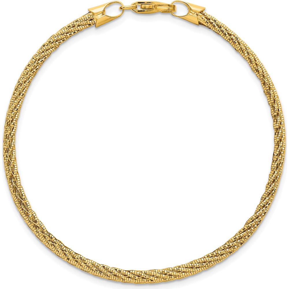 14K Yellow Gold Polished and Diamond-Cut Woven Wire 7.5" Bracelet by 0
