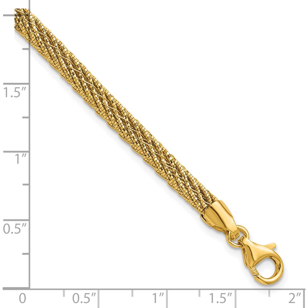 14K Yellow Gold Polished and Diamond-Cut Woven Wire 7.5" Bracelet by 0