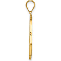 14K Yellow Gold Polished and Enameled Hamsa Pendant with Evil Eye Design - 30mm Length by Oro Pregiato