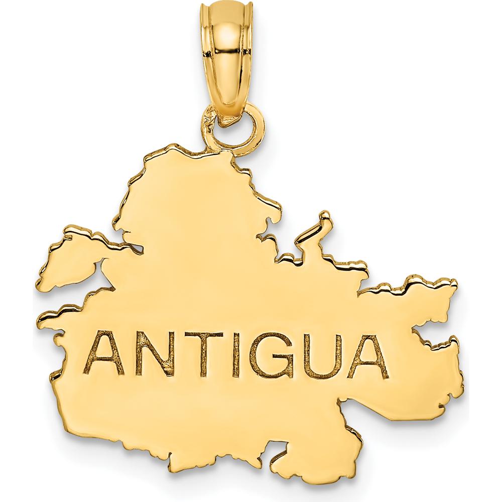 14K Yellow Gold Polished and Engraved Antigua Map Charm - 19.95mm by Oro Pregiato