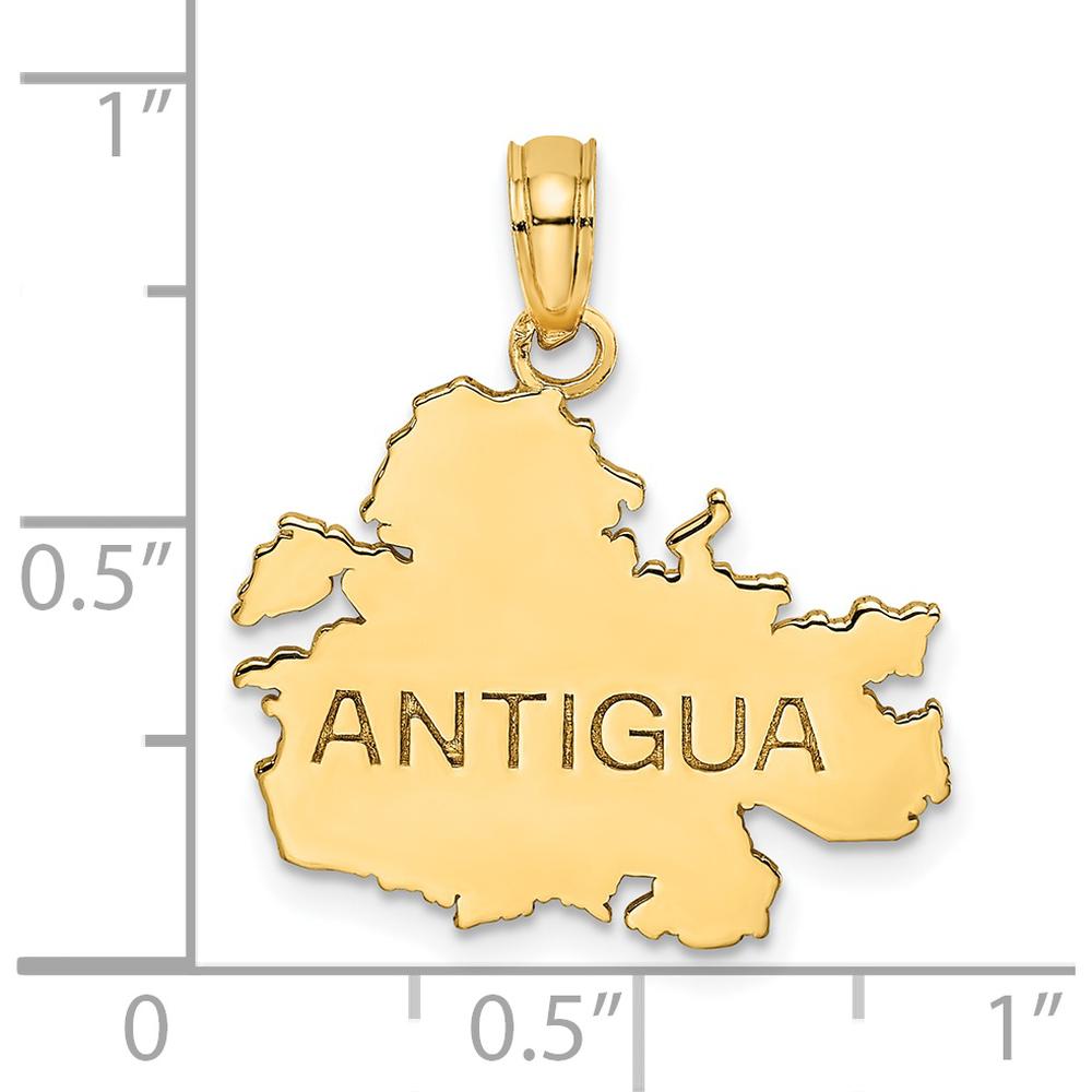 14K Yellow Gold Polished and Engraved Antigua Map Charm - 19.95mm by Oro Pregiato