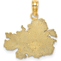 14K Yellow Gold Polished and Engraved Antigua Map Charm - 19.95mm by Oro Pregiato