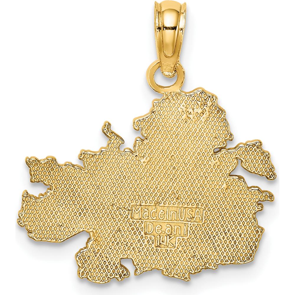 14K Yellow Gold Polished and Engraved Antigua Map Charm - 19.95mm by Oro Pregiato
