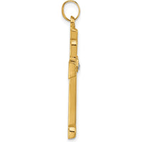 14K Yellow Gold Polished and Grooved Diamond Cross Pendant - 0.05 Carat Total Diamond Weight by Oro Pregiato