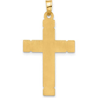 14K Yellow Gold Polished and Grooved Diamond Cross Pendant - 0.05 Carat Total Diamond Weight by Oro Pregiato