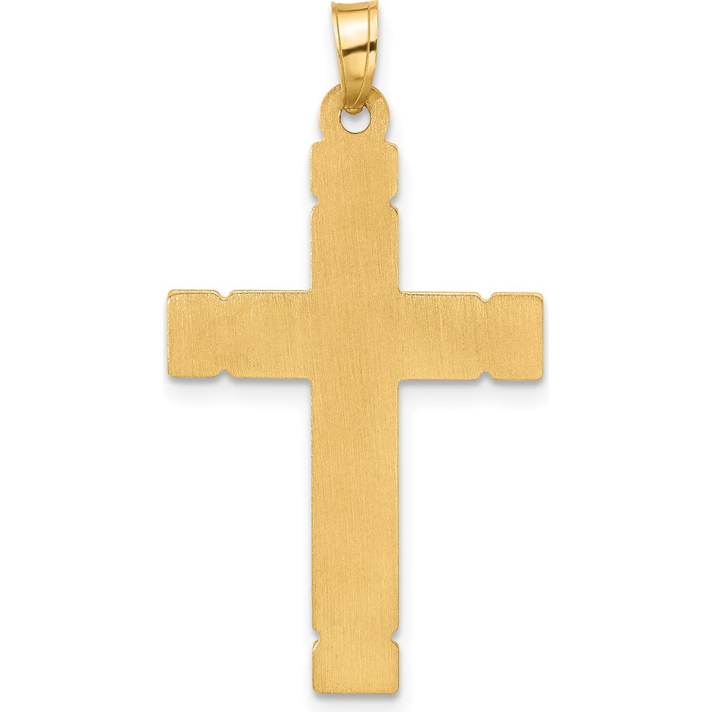 14K Yellow Gold Polished and Grooved Diamond Cross Pendant - 0.05 Carat Total Diamond Weight by Oro Pregiato