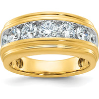 14K Yellow Gold Polished and Grooved Men's Band Ring by IBGoodman
