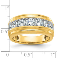 14K Yellow Gold Polished and Grooved Men's Band Ring by IBGoodman