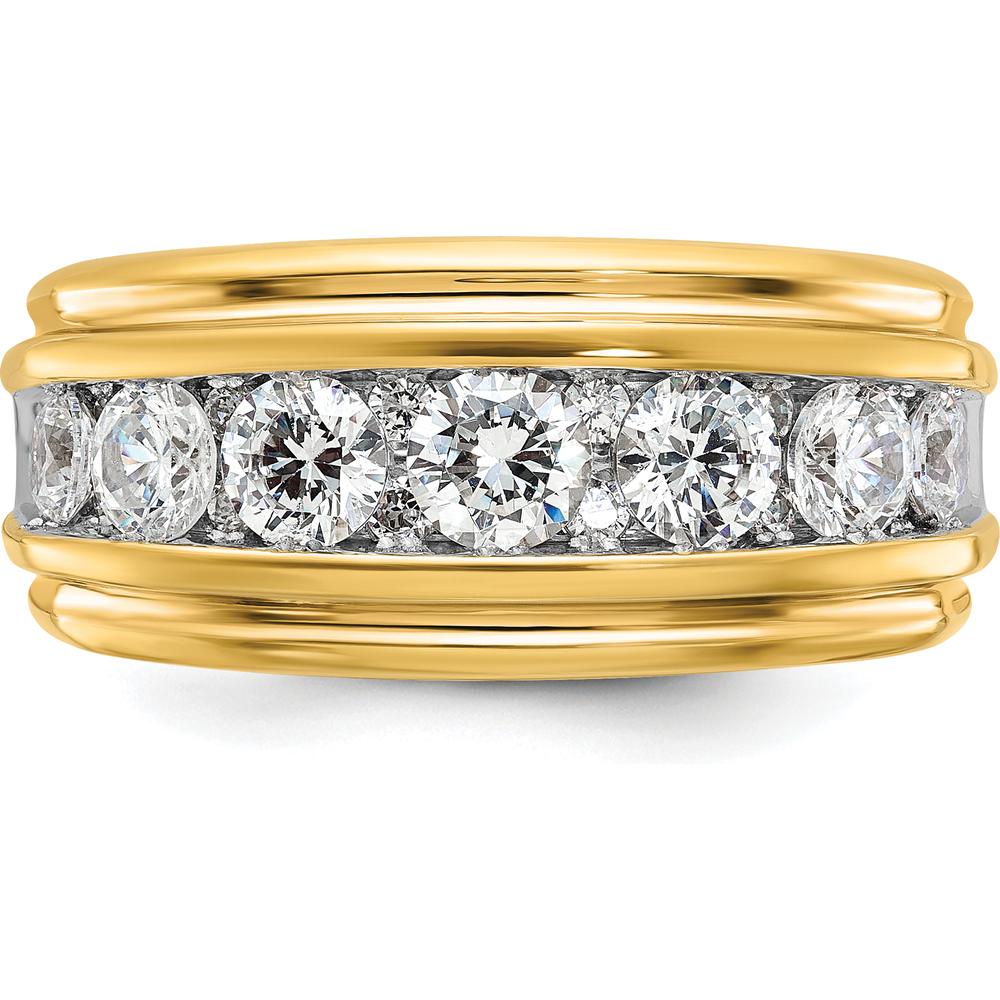 14K Yellow Gold Polished and Grooved Men's Band Ring by IBGoodman