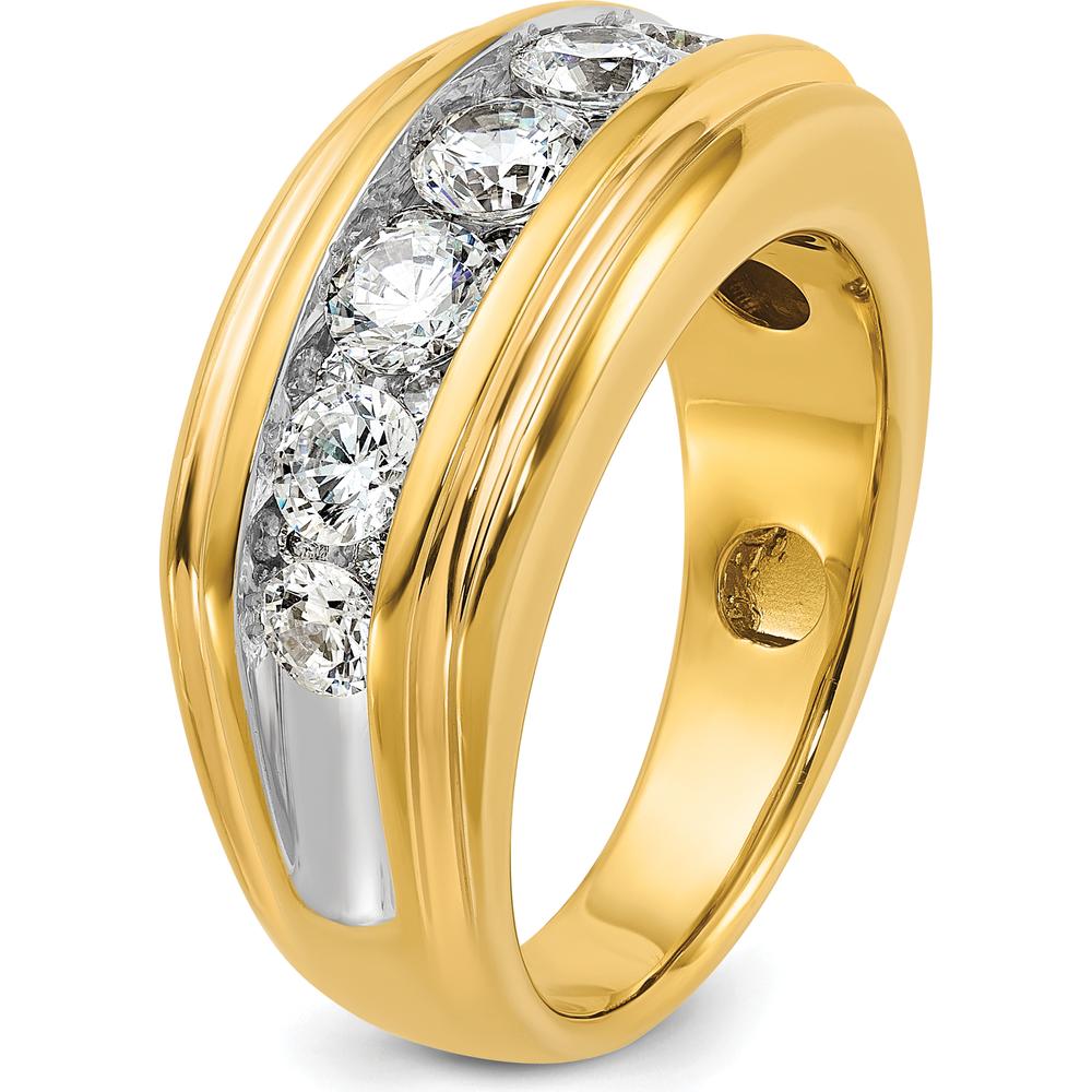 14K Yellow Gold Polished and Grooved Men's Band Ring by IBGoodman