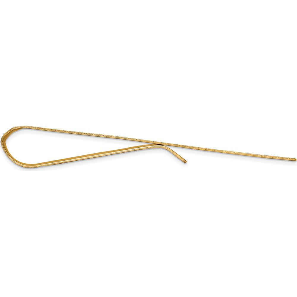 14K Yellow Gold Polished and Grooved Men's Tie Bar - Engravable, 50mm Length by Oro Pregiato