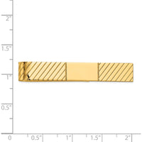 14K Yellow Gold Polished and Grooved Men's Tie Bar - Engravable, 50mm Length by Oro Pregiato