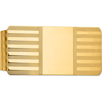 14K Yellow Gold Polished and Grooved Solid Men's Money Clip - Engravable by Oro Pregiato
